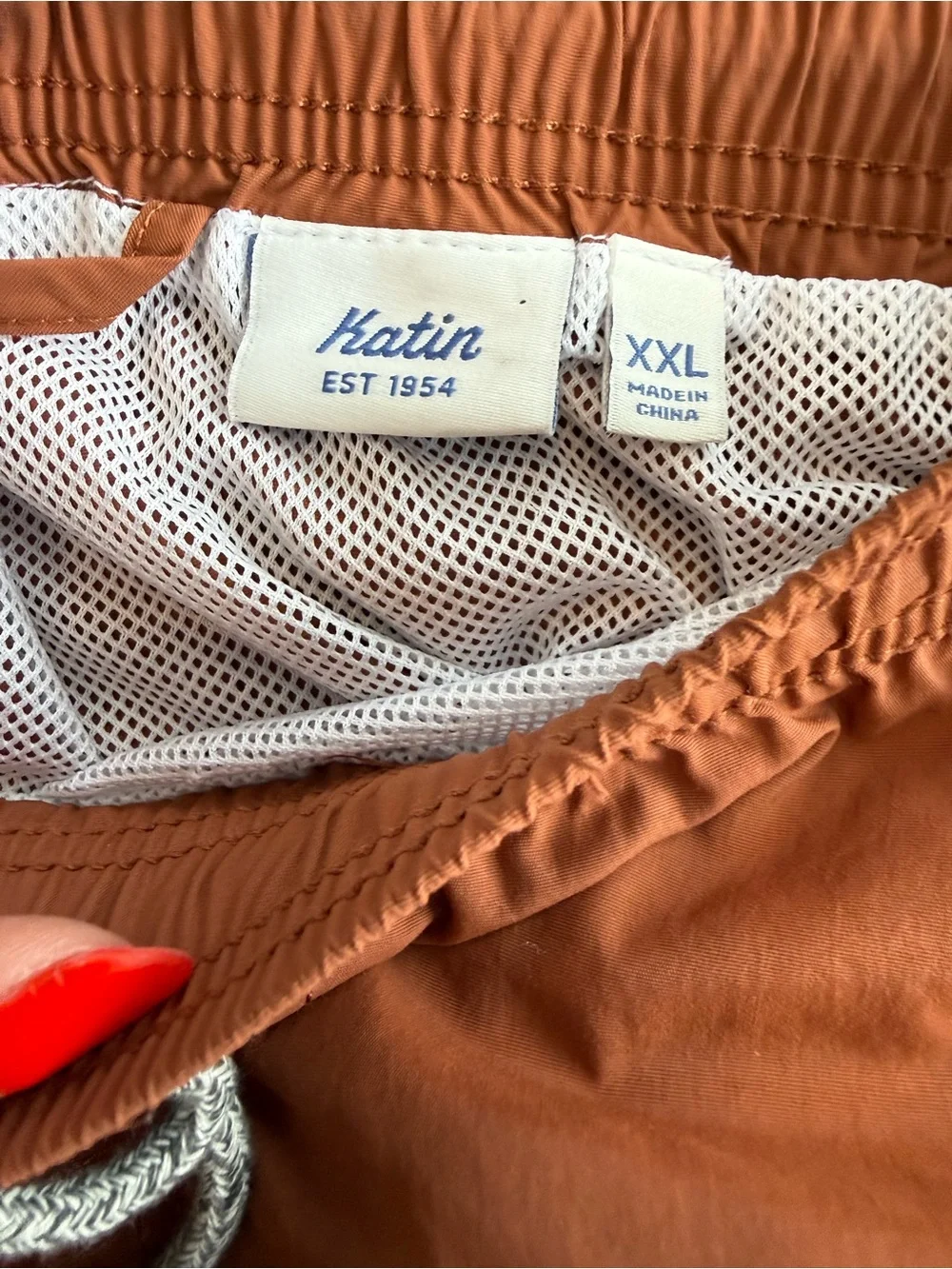 Katin Men's Rust Orange Swim Trunks with Drawstring